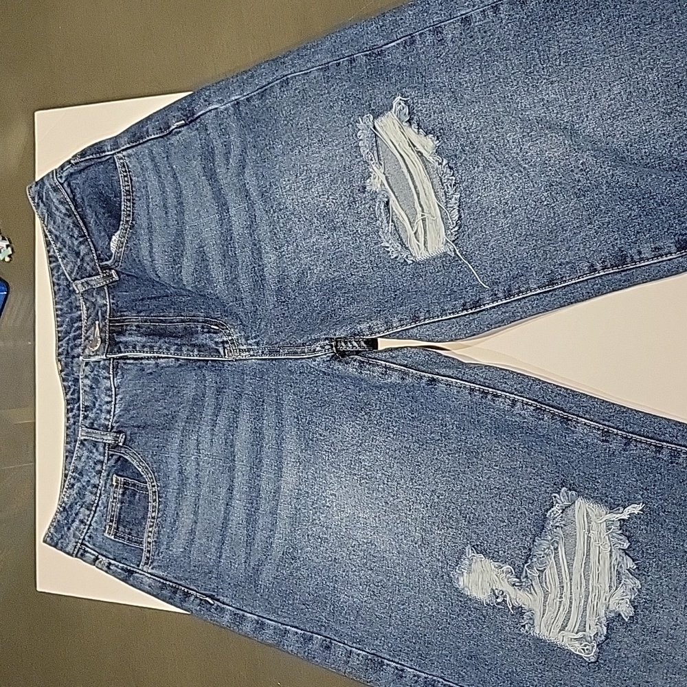 Shein wide leg distressed jeans NWOT size large